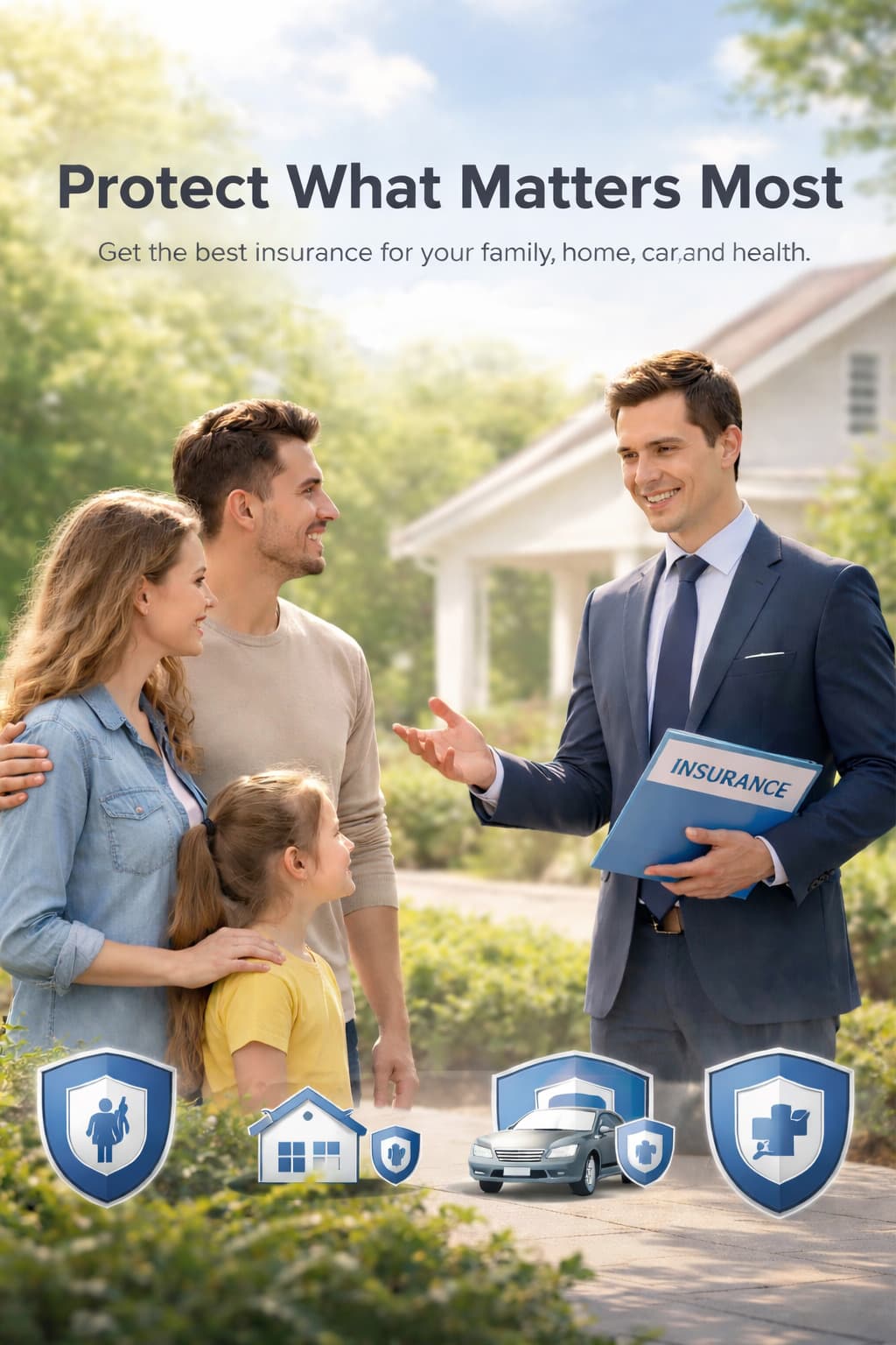 Happy family protected by life insurance